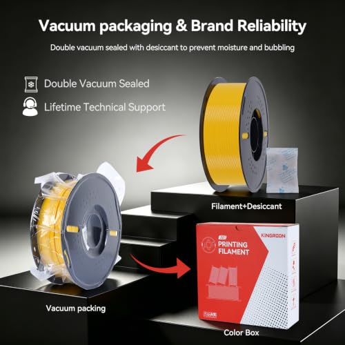 Image of Kingroon PETG 3D Printer Filament, High Strength, Low Warping, Odorless, Dimensional Accuracy + /- 0.02 mm, 1kg Spool(2.2lbs), 1.75 mm, Yellow