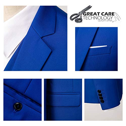 Allthemen Costume Homme Mariage 2 Pièces Slim Fit Smoking Costume Un Bouton Couleur Pure Formel Veste et Pantalon Homme Saphir XL - Image 8