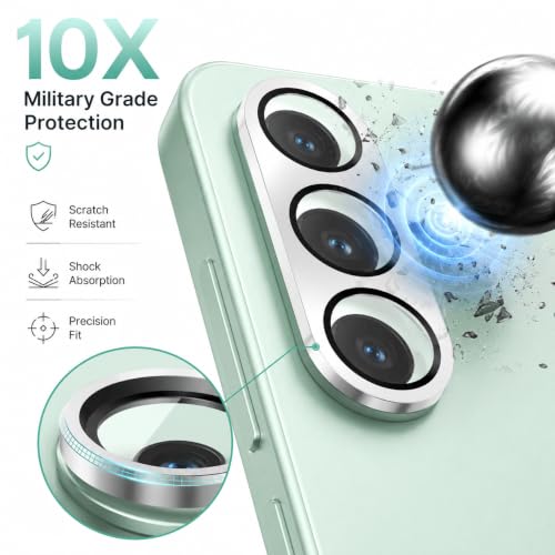 Image of FIRST MART Silver Camera Ring Guard Protector for OnePlus Nord CE 6 lite | Tempered Glass with Metal Alloy Rings, HD Clear, Scratch Resistant, Case-Friendly | Pack of 1