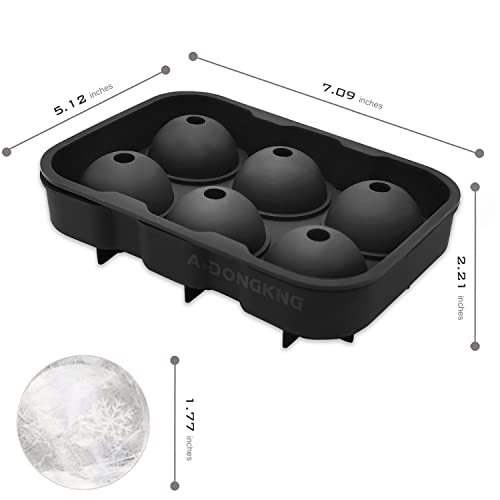 Image of Ice Cube Trays Silicone, Sphere Ice Ball Maker with Lid for Whiskey and Cocktails & Bourbon, Reusable and BPA Free