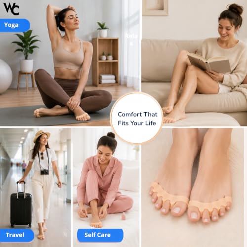 Image of WC Silicone Toe Separator for Feet|Gel Toe Corrector|Bunion Support|Beige