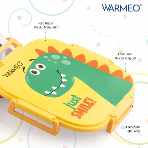 Image of WARMEO Jerry Insulated Lunch Box with Two Compartment BPA Free, Kids Lunch Box,Food Grade Ideal for School, Picnic, Office & Outdoor - 500ml Dino, Stainless Steel
