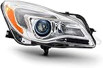 AKKON - Fits 2014 2015 2016 2017 Buick Regal Halogen Projector Headlight Chrome Passenger Right Side Replacement