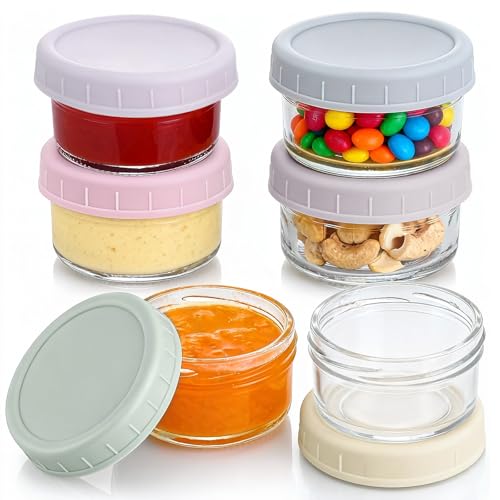 Zyiphor 6 Piezas Tupper Cristal Pequeño 80ml Recipientes Cristal Hermeticos Pequeños Tapers para Comida Hermetico, Recipientes para Alimentos Redondos con Tapa