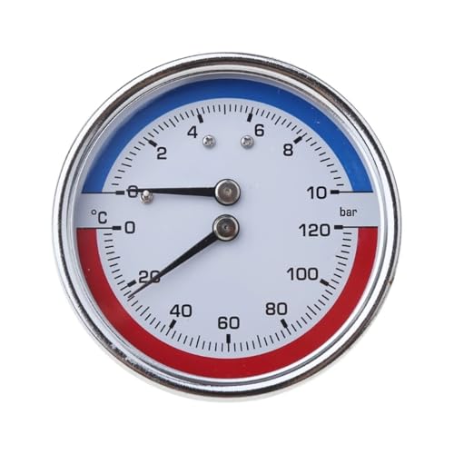 Thermo-manomètre 0-120 ℃ haute précision avec boîtier robuste 10 bar