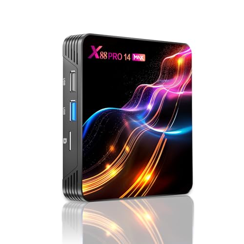 Android Box 14.0, 4GB RAM 32GB ROM Quad-Core 64bit Cortex-A53 RK3528, 4K 8K Support 2.4G/5.0GHz Dual WiFi 10/100M Ethernet BT 5.0 USB 2.0 3.0,Android TV Box