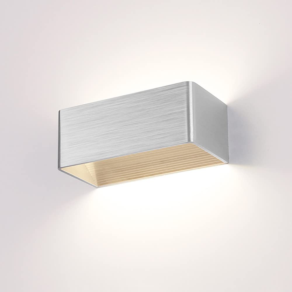 SXSCARKX Modern Wall Wash Light LED Sconce Up Down Lamp, Indoor Mount Lighting Fixtures, 5W Bedroom Bedside Mounted Lamps, Living Room Stair Hallway Decor Sconces (Color : Silver-3000k)