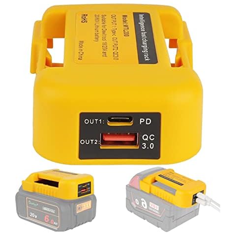 Battery Adapter for DeWALT 20V Battery, USB Adapter Compatible with Dewalt Battery with Dual USB & DC Port for Power Source Supply Cover