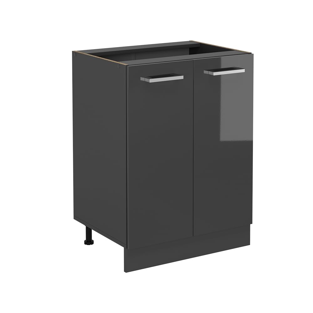 Vicco Meuble Bas de Cuisine R-Line, Anthracite Haute Brillance, 60cm sans PT, pour Une Combinaison Libre au Sein de systèmes de Cuisine modulaires