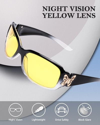 FIMILU Night Driving Glasses for Women Polarized Night Vision Glasses Trendy Butterfly Decor Fashion Accessories4