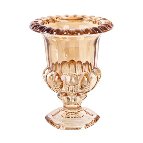 Toyvian Florero de Vidrio Decorativo Estilo Retro, Base Antideslizante y Acabado Dorado para Decoración de Sala y Mesa