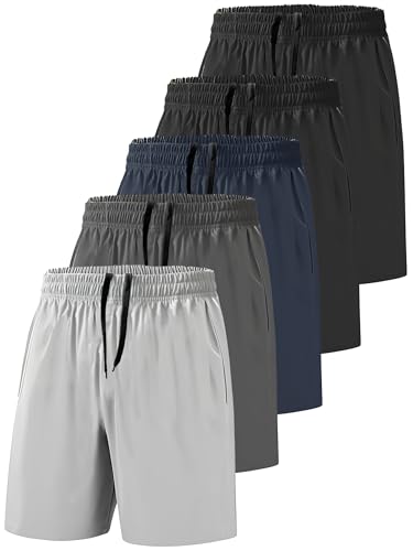 5 Pack Mens Shorts Athletic Gym Quick Dry Basketball Shorts with Pockets for Workout Running Casual Activewear