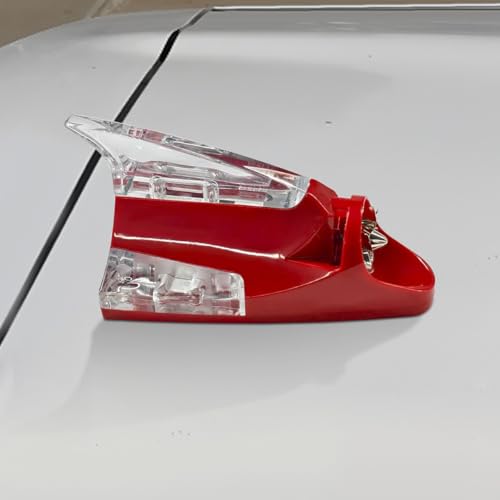 YoRise Car Roof Wind Powered LED Light, Shark Fin Warning Flash Lamp, Waterproof Self-Adhesive Car Antenna Topper Decorative Lights, Roof Tail Light Decoration Replacement for Most Cars (Red)