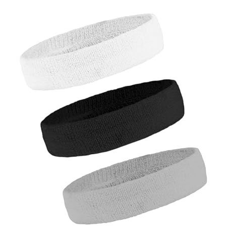 OutdoorEssentials Bandas para el Sudor y Pulseras para Hombres y Mujeres - Paquete múltiple de Diademas o Pulseras de Tela de Rizo para Entrenamiento, Tenis, Baloncesto, fútbol, ??Gimnasio