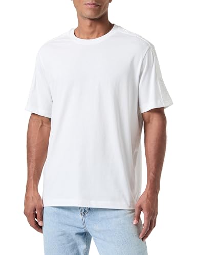 Armani Exchange Camiseta de Manga Corta para Hombre con Logotipo Bordado, Blanco Crudo, XL