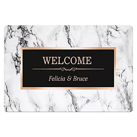 WZXKR Personalised White Marble Doormat Cover