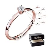 Verlobungsring Roségold vergoldet PERSONALISIERT + ETUI mit individueller GRAVUR Damen-Ring Heiratsantrag Diamant-Ring Zirkonia Aquamarin Rubin Smaragd Saphir Brillant Blautopas Edelstein Silber 925