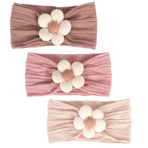 MIUXUESO 3 Pcs Baby Flower Headbands Baby Girls Nylon Headband Soft Hairbands Hair Accessories for...