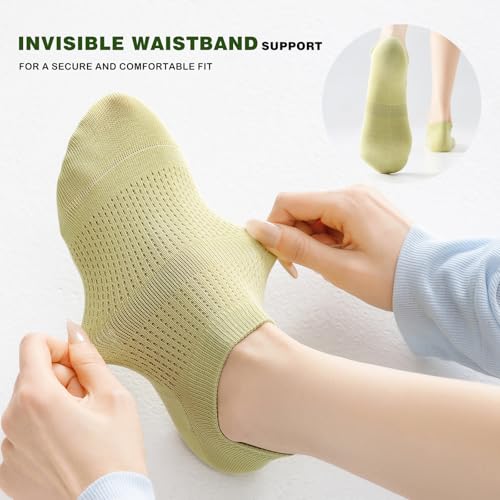 ZULY® Women's Cotton Ankle Socks 6-Pack Mixed Colors - Breathable Seamless Toe Maternity Postpartum Socks with Non-Slip Cuff (Cream White, Beige, Light Purple, Silver Gray, Sky Blue, Tooth Green)