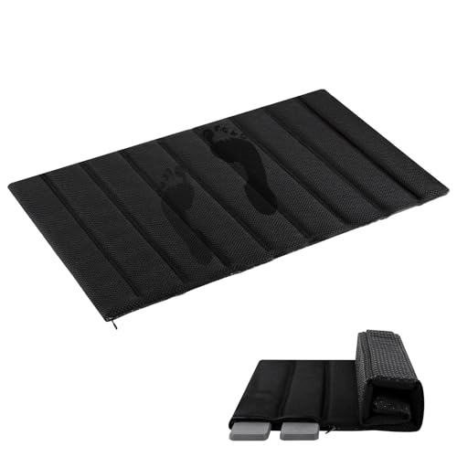 Heagoale Ultra Quick Drying Stone Bath Mat Diatomaceous Earth Shower Mat Non-Slip Foldable Dish Drying Mats for Bathroom Floor Kitchen Counter Pet 23x15 Black