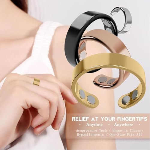 Auvulis Migraine Ring Adjustable Stainless Steel Rings Lymphatic Vitality Magneti Rings Anti Snoring Ring Migraine Relief Jewelry for Women Men2