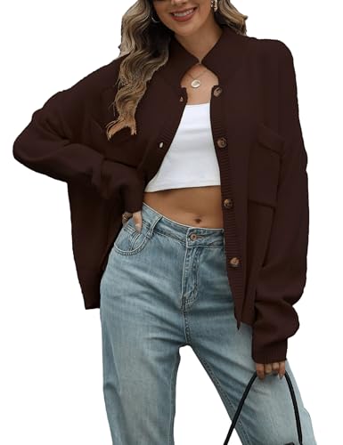 Sweater Cardigan Women Long Sleeve Fall Button Down Knit Tops Casual Loose Outerwear Coats