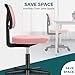 DUMOS Armless Desk Chairs with Wheels, Ergonomic Adjustable Home Office Swivel Rolling Task Chair No Arms, Comfy Mesh Mid Back Computer Work Vanity Desk Seat for Small Spaces, New Pink