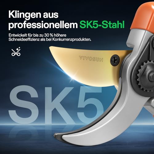 Image of VIVOSUN 8 inch Bypass Pruning Shears for Gardening, Heavy-Duty Garden Scissors, Ultra Sharp Pruners with 3 /4 in. Cut Capacity, Garden Clippers for Pruning