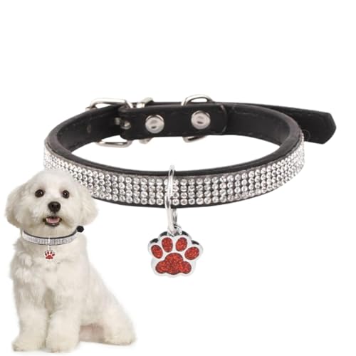 Generic Collare per gatti con strass luccicanti, collare regolabile per animali domestici con etichetta a forma di , accessori per animali domestici per gatti, gattini, cuccioli di piccola taglia