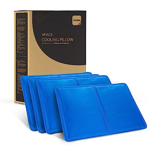 KAYMAN 4 x Reusable Cooling Gel Pads | Multifunction Gel Cushion Pillows for Absorbs, Dissipates Heat, and Sports Injuries | Improves Sleep Quality and Reducing Night Sweats - 40x50cm Jelly Inlays