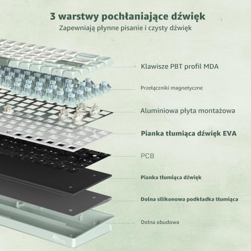 RK ROYAL KLUDGE C68 mechaniczna klawiatura gamingowa z efektem Halla, 65% HE magnetyczny przełącznik przewodowa klawiatura RGB, wymienna na gorąco, Rapid Trigger z regulowaną aktywacją, częstotliwość
