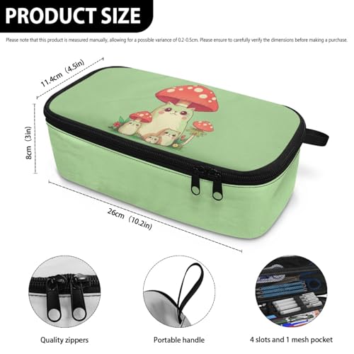 Image of Mushroom Cat Girls Large Pencil Case for Kids Cute Pencil Pouch with Pen Slot Children Pencil Box for Boys Adults Men Pencil Pouch Holder for Travelling Outdoor Hiking Camping