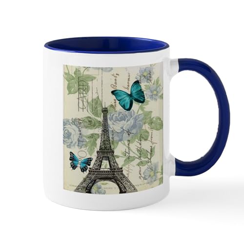Taza de cerámica CafePress floral París 11 oz miniatura 1