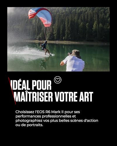 Canon EOS R6 Mark II Appareil Photo Hybride sans Objectif 24,2 mégapixels, 40 img/s, vidéo 4K 60p, Dual Pixel CMOS Auto Focus II, Noir