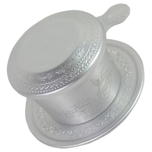 HOMSFOU Filtro de Café Vietnamita Portátil Diseño de Patrón Vintage Goteo de Café para Viaje y Camping Filtro de Metal Reutilizable para Preparación Tradicional