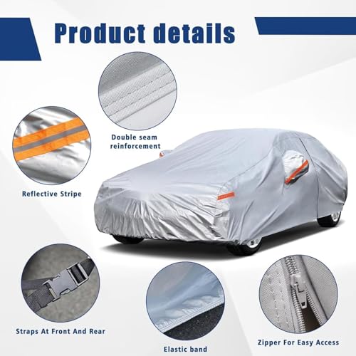 Image of Kayme 6 Layers Sedan Car Cover Custom Fit for Mazda 3 (2003-2025), Waterproof All Weather for Automobiles,Rain Sun UV Protection.Silver