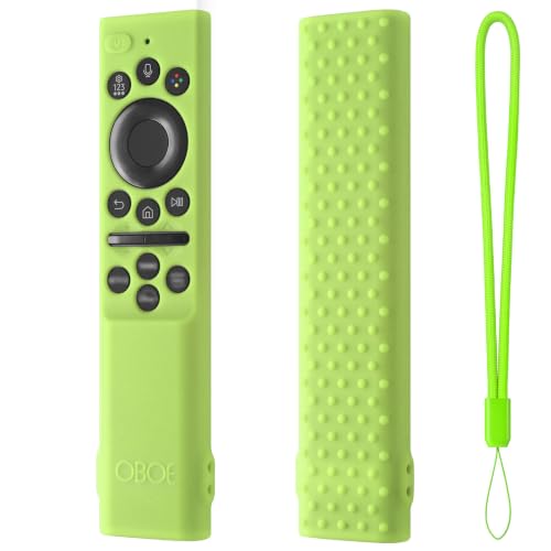Image of Oboe Silicone Tv Remote Cover Compatible with Samsung Smart Tv Remote 2026 Model BN59-01498A Open Key Case with Lanyard (Glow in Dark Green) [REMOT E NOT Included]