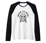 Born Ride Skull Vintage Biker Helmet & Beard Rider Legacy Raglan