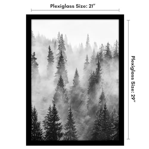 Americanflat 21x29 Picture Frame with Polished Plexiglass - Black Picture Frame - Wide Photo Frames Made of Engineered Wood for Vertical or Horizontal Wall Display - Epic Collection - Black