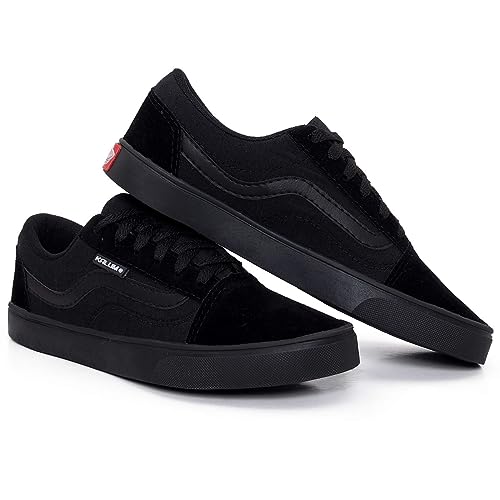 Tenis Cano Baixo Skate Kalum Academia Unissex Leve Confortavel Old School Clássico (PRETO, BR, Adulto, Numérico, 40)