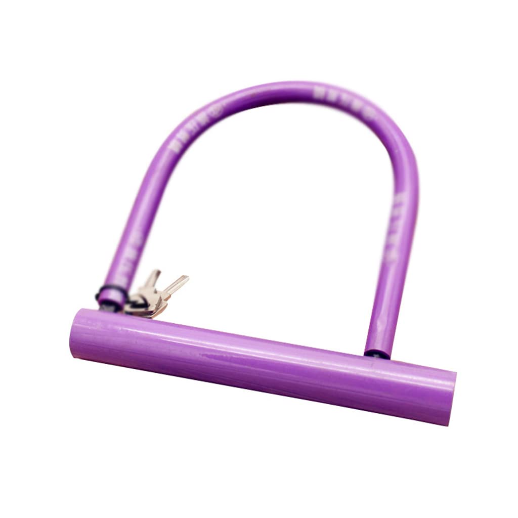 Lucchetto a U per Bicicletta con 2 Chiavi Lucchetto di Sicurezza ad Alta Sicurezza a Forma di U per Biciclette da Strada, motociclette, Porte di Negozi Lucchetti a U per Biciclette (Viola)