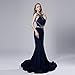 Produktbild Hübsche Mode Einfach Sexy Navy Blue Mermaid Abendkleider Open Back o Neck Kristall Perlen Kleider, L-F, 4