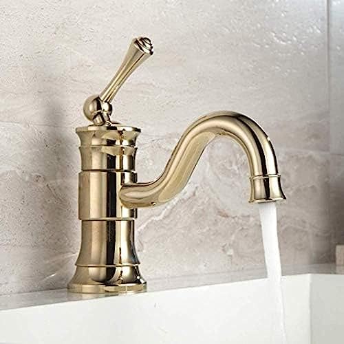 Robinet mitigeur de salle de bains en laiton doré monotrou