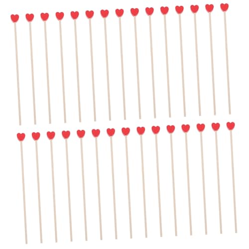 STOBAZA 100pcs Heart Stir Stick Long Wooden Honey Stirring Stick for Coffee Tea Honey Valentine Stirrers Bulk Kitchen Breakfast Supplies