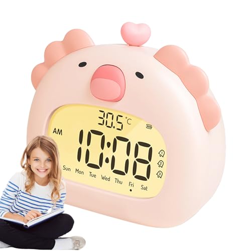 Reloj despertador con luz nocturna, alarma LED con lámpara | Luz nocturna recargable Axolotl con 6 brillos ajustables para sala de estar, escuela, al aire libre, guardería