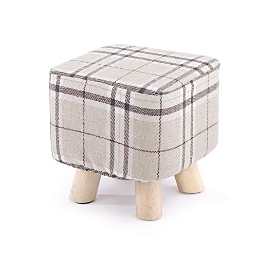 Taburete Silla Reposapiés Tapizado Cuadrado Patas de Madera 4 Patas (Color: Marrón), Color: Rojo (Color: Gris)