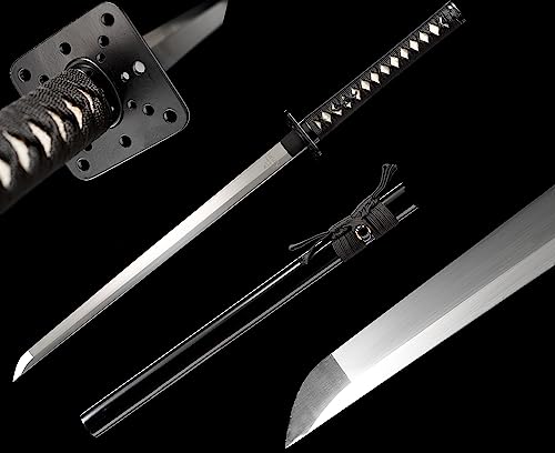 Lyuesword Handmade Full Tang Sharp Samurai Sword Katana Black Replica of Enter The Ninja Sword Real Battle Ready Ninjato (Black)
