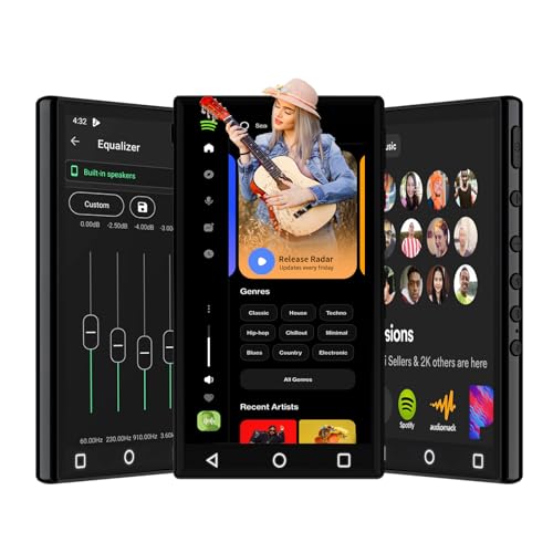 YFFIZQ 144GB MP3 Player with Bluetooth and WiFi,4.3" 1080P Full Touch Screen MP4 Player with Spotify,Portable HiFi Sound MP3 Player,Android 9.0 MTK 8 Core Music Player Support Online Music