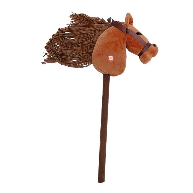 Caballo de peluche con palo musical marrón, el compañero ideal para crear recuerdos felices