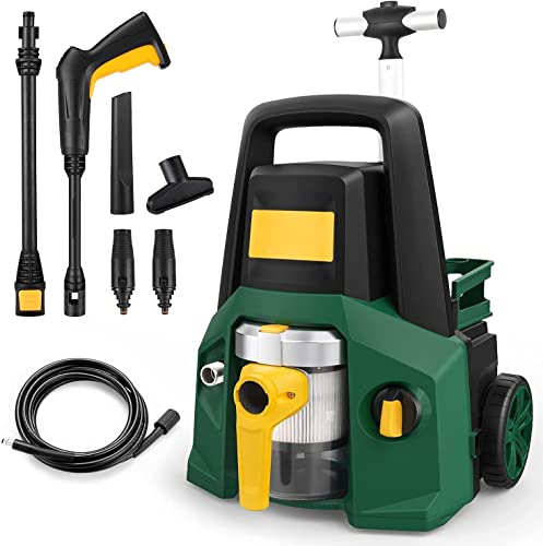 Hochdruckreiniger, 1500W Hochdruckreiniger mit Home-Kit, 4-in-1 Düse, 130 bar, Saugen- und Blasens Funktion, als Trocken- und Nassstaubsauger, für Autowäsche und Außenbereicharbeiten Cover